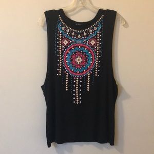 SHEIN Tribal Graphic Print Muscle Tank - L